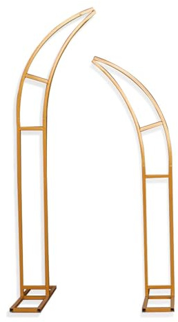 Arco da giardino in metallo, supporto per sfondo per matrimoni, arco a mezza luna per decorazione di cerimonie nuziali (oro, 179,8 cm e 209,8 cm), perfetto per eventi e feste