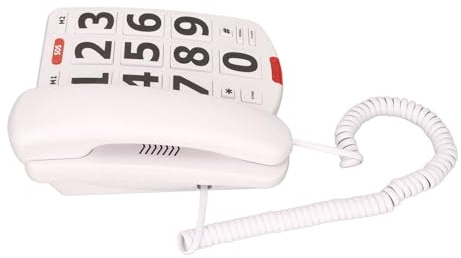Aumotop Justerbar Volym Fast Telefon med Stor Knapp med Familjenyckel, återuppringning Av Sista Nummer för äldre, Fast Telefon för Enkel Kommunikation, Vit