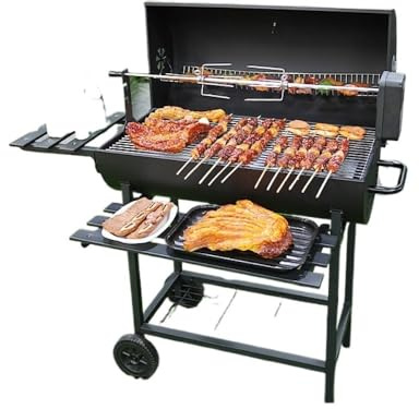 Griglia for Barbecue a Carbone for Uso Domestico all'aperto, griglia for spiedo Rotante Rimovibile for Uso in Giardino di Oltre 5 Persone