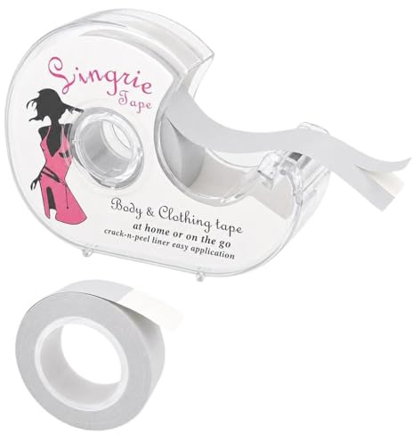 2 Rullar Dubbelsidig Tejp för Kläder, Fashion Beauty med Dispenser Transparent Dubbelsidig Självhäftande Tejp för Kropp och Underkläder Självhäftande Remsor Kläder Dam och Accessoarer Bh