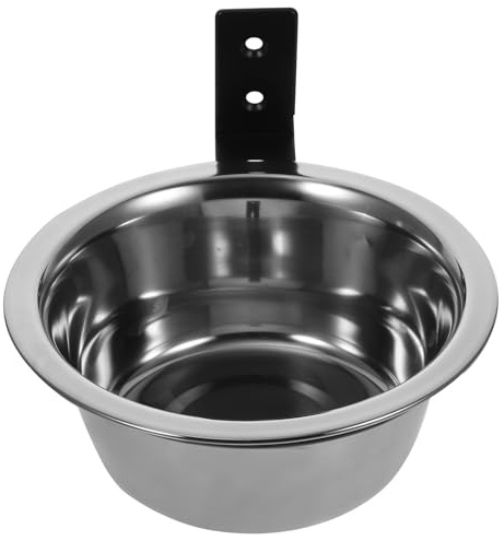 HONITANO Elevated Wall Mounted Dog Bowl in Silver Stainless Steel with Unique Shape, Bite Resistant and Easy to Clean, for Comfortable Pet Feeding at Home or Outdoors