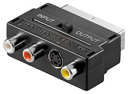 Goobay 27143 Scart zu Composite Audio Video und S-Video Adapter, IN/OUT, Scartstecker (21-Pin) > 3x Cinch-Buchse + Mini-DIN 4-Buchse (S-Video)