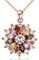 YAZILIND Rose Gold Plated Necklace Shining Fashion Colour Flower Shape Cubic Zirconia Pendant Necklaces Jewellery for Women Girls