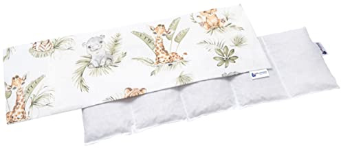 Medi Partners Cherry Stone Pillow 60x20cm 800g 100% Cotton 5-Chamber Eco Natural Heat Pillow Cold Therapy Removable Pillowcase (Safari)