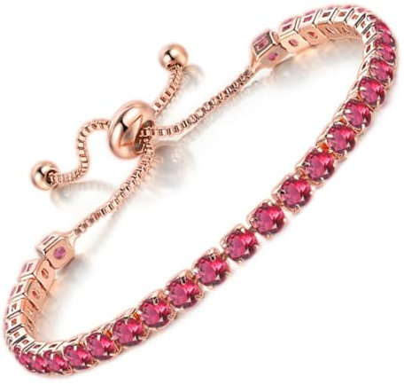 Apocalyptic-K Zirkonia Armband für Frauen, Tennisarmband Sparkle Verstellbares Armband Damenarmband Geschenk für festliche Tage (Rosenrot Zirkonia，Roségold, 4MM)