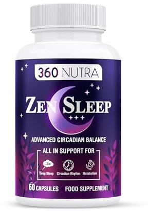 360 NUTRA Sleep Supplement- Natural Sleep Aid Tablets for Restful Nights & Circadian Balance- Advanced Deep Sleep Support with Valerian, Lemon Balm & Skullcap- Non-Habit Forming Formula- 60 Capsules