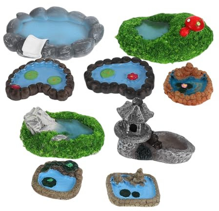 VINTORKY 9piezas De Estanques De Accesorios para Adornos Decorativos para De Microescenarios Interiores y Exteriores