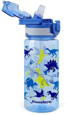 omedecal 600ml BPA-Free Kids Water Bottles, Dinosaur | Water Bottle with Straw and Handle · Childrens Sports Drinks Bottle · Personalised Cup for Boys Girls, School