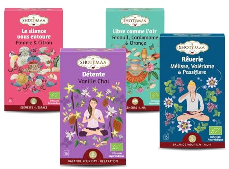 Tisanes Bio Apaisantes Sans Caféine – Relaxation, Lâcher-Prise, Respiration Fluide, Sommeil Naturel – Infusions Bien-Être du Soir