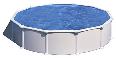 Piscina de Acero Elevada,Redonda con Aspecto Acero Blanco. Piscinas Desmontables para Jardín 550 x 132 cm - Piscina Gre KITPROV508 Atlantis.