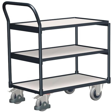 ESD Tischwagen mit 3 Ladeflächen RAL7024 Graphitgrau Rollwagen Etagenwagen