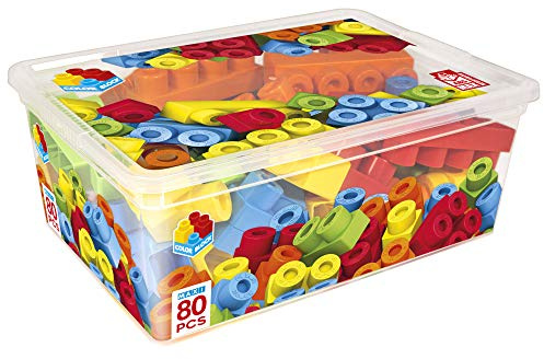 ColorBaby - Caja Bloques de construcción para niños, 80 Piezas, Juguete niño 1 año