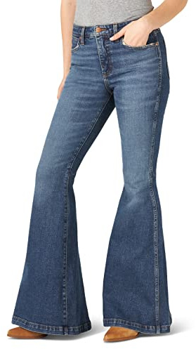 Wrangler Tiro Alto Retro Acampanado para Mujer, Paige, 30-36