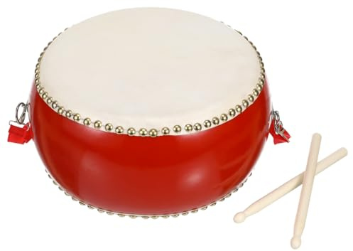 ERINGOGO 9 inch Chinese Drum, Kids Hand Drum Wooden with Carry Strap and Sticks, Traditional Chinese Percussion Instrument for Lion Dance, Rhythm