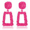 Diamday Ohrring Clip für Damen Gold Heißes Rosa Ohrclips Damen Ohne Ohrlöcher Großer Rechteckige Geometrische Baumelnde Ohrringe Fake Earrings Gold Ohrringe Non Piercing