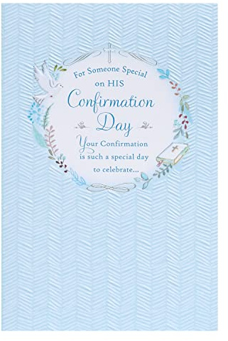 UK Greetings Biglietto di conferma per ragazzo con busta, motivo baby blue