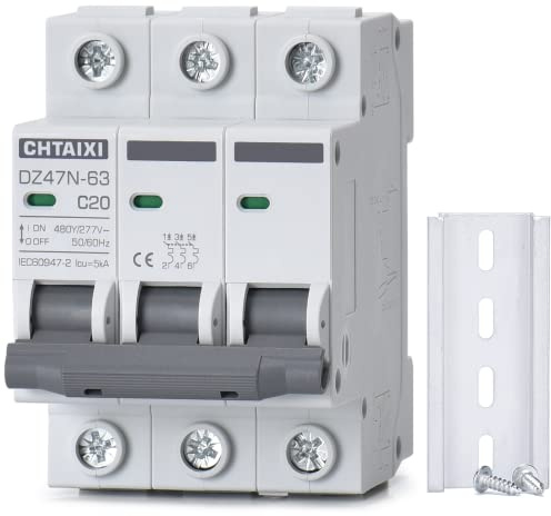 Chtaixi AC Miniature Circuit Breaker, 3 Pole 480V 20 Amp