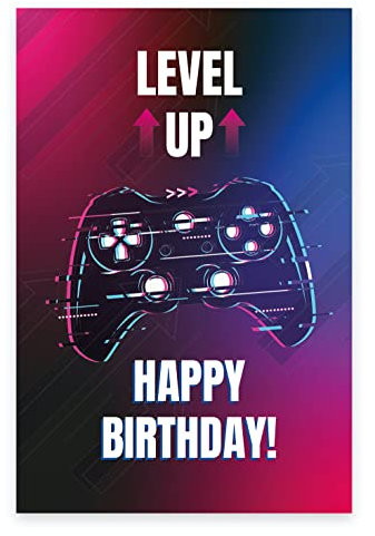 1 Premium Geburtstagskarte Happy Birthday für Jugendliche, Kinder 18x12cm mit 1 weißem Umschlag Karte zum Geburtstag Glückwunschkarte für Teenager Jungen Happy-Birthday-Karte