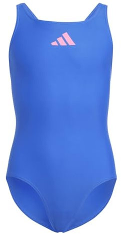 adidas Mädchen Solid Small Logo Swimsuit, Royal Blue/Lucid Pink, 5-6 Years