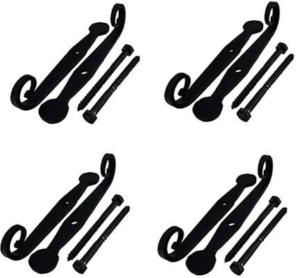 The King's Bay Wrought Iron Rat Tail Shutter Dogs 4 Pair