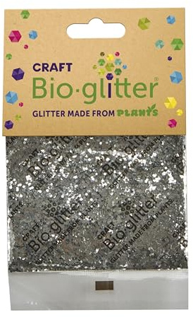 Craft Biodegradable Glitter, 20g, Christmas Decorations, Reindeer Food, Chunky Glitter, Arts and Crafts for Kids, Card Making, Candle Making, Eco-Friendly - Silver