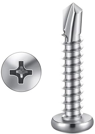 #8 x 3/4 (100 Pack) Stainless Steel Pan Head Self Tapping Screws Phillips Head Self Drilling Screws Sheet Metal Screws, 410 Stainless Steel