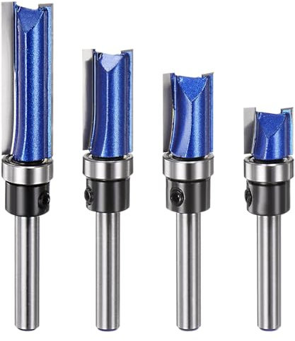 sourcing map Set di 4 punte per fresa dritte, a doppia scanalatura, diametro di taglio 1/2, gambo 6 mm, punta in acciaio al tungsteno, strumento per la lavorazione del legno