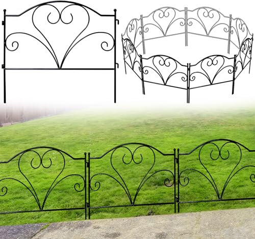 Thealyn Dekorative Gartenzaun 45 cm H x 50 cm B (5 Panels, Gesamtlänge 2,5 m) No Dig Fence Rostfrei Metall Grenze Zaun für Hof Landschaft, Terrasse, Rasen, Blumenbeet