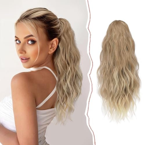 Sofeiyan Pferdeschwanz Haarteil mit Klammer, Lange Gewellt Pferdeschwanz Verlängerung Claw Clip in Ponytail Haarverlängerung Natürliche Synthetische Ponytail Extension für Frauen, 45cm