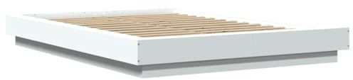 vidaXL Estructura de Cama con LED Madera ingeniería Blanco 135x190 cm