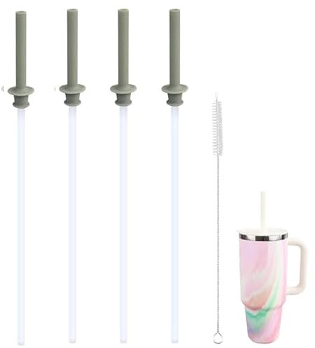 KLOWOAH Replacement Straws and Bite Valve for Hydro Flask Around Travel Tumbler 40oz 32oz 28oz 20oz,with 1 Brush (light green)