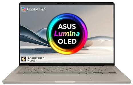ASUS Zenbook A14 OLED UX3407QA Laptop | 14.0 inch Full HD OLED Screen | Copilot+ PC | 32 Hour Battery | Qualcomm Snapdragon X1-26-100 | 32GB LPDDR5X RAM | 1TB PCIe SSD | Backlit Keyboard | Windows 11