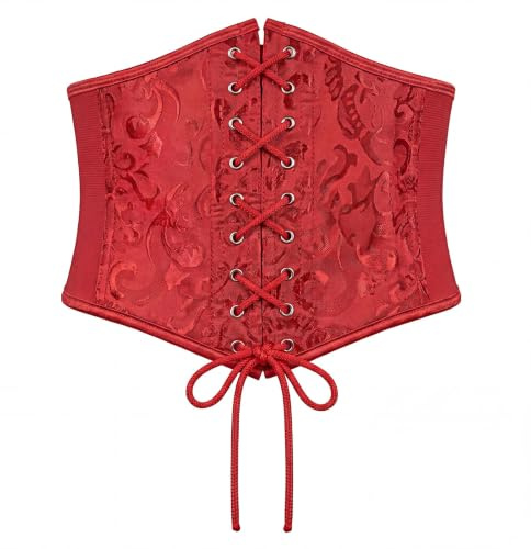 VONMELLI Corsetto Donna Retrò Ampia Cintura Elastica Pizzo Fino Corsetti Pirata Per Vestito Moda Cintura Donna Legata Corsetto Nero per Vestirsi Costume di Halloween