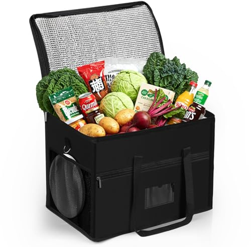 Kühltasche 40L Faltbar Picknicktasche, ZXK CO Große Thermotasche Isoliertasche für Camping Picknick, Einkauf Auto BBQ, Tragbar Wiederverwendbare Isoliert Einkaufstasche