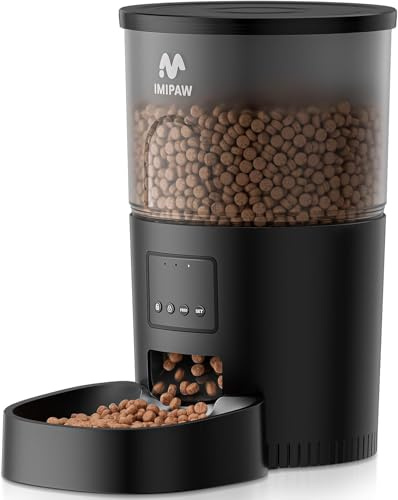 IMIPAW Automatic Cat Feeder, 3L Smart Food Dispenser for Cats and Dogs, 1–10 Meals a Day, Precise Portion Control, Easy App Operation (Black)