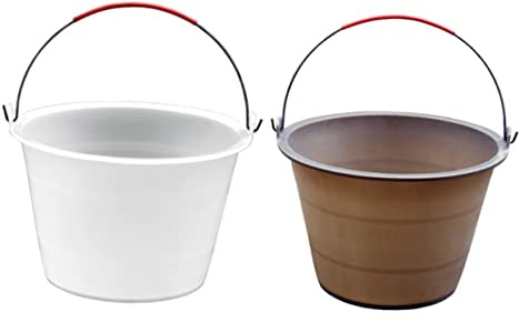 2 Piece Plastic Cement Bucket with Handle Wear Resistant White
