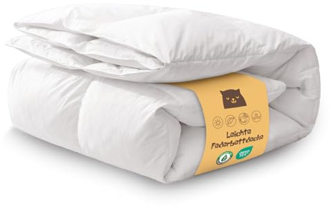 Oaken-Cat Piumino Estivo con Piume Coperta con 10%, Leggero con Trapuntatura, Federa in Cotone Oeko-Tex e RDS, Traspirante e Facile da Curare 135 × 200 cm