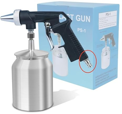 Pistola de chorro de arena, 6,2 bar presión de trabajo de aire comprimido, 1000 ml, chorro de arena, aire comprimido, presión de trabajo para pulir, alisar, oxidar, limpiar