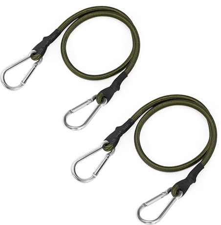 Cuerdas Elásticas con Mosquetón Cuerdas Bungee Multiusos Tensoras de Equipaje para Coche Motocicleta Bicicletas Camping Lonas 60cm 2 Piezas