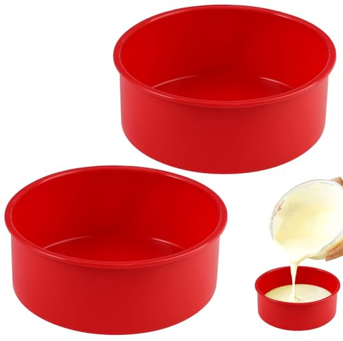 HIKPACKER 2 Stück Silikon Backform Rund, Kuchenform Silikon, 15 cm Silikon Kuchenform Rund, Silikonbackform Rund, BPA-Frei, Wiederverwendbar, Antihaft, für Schichtkuchen, Käsekuchen, Regenbogenkuchen