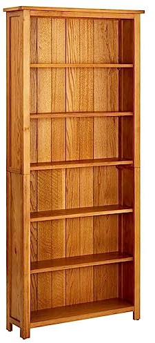 QZZCED Scaffale a 6 livelli in legno massello di rovere 80 x 22,5 x 180 cm, scaffale robusto e durevole per soggiorno o studio, ampio spazio per libri riviste documenti