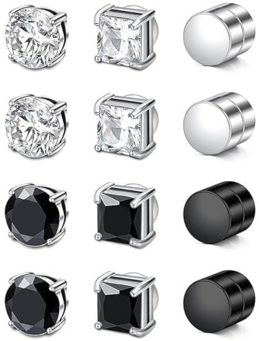 JYXNU 6 Paia Orecchini Magnetici Maschi Finti Calamita, Orecchini Magnetici Unisex, Orecchini Finti Con Calamita, Orecchini Magnetici Maschi 6mm Calamita, Non-Piercing Calamita Finti Orecchino Set