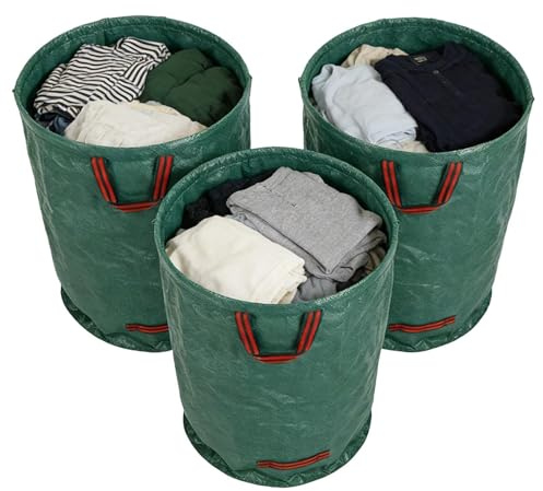 per foglie da giardino 3 Pezzi Raccoglitore Rifiuti | Sacco per Foglie da Giardino con Manici Rinforzati Per campeggio, giardinaggio, lavori di pulizia, casa e esterno