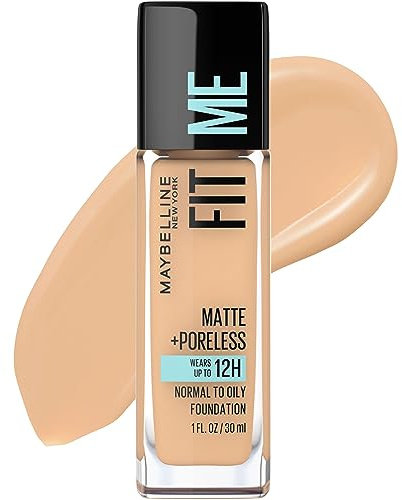 Maybelline Fit Me Matte + Poreless Liquid Oil-Free Foundation Makeup, Natural Beige, 1 Count (Packaging May Vary)