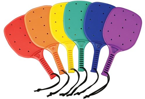 Champion Sports 14-inch Junior Plastic Paddleball Racket Set of 6 - Assorted Colors