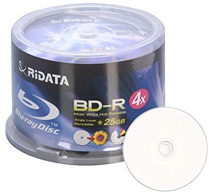 RITEK Ridata Blu-ray (BD-R) weiß Inkjet Hub bedruckbar 4 x BD-R Medien 25 GB 50 Pack in Cake Box (bdr-254-rdiwn-cb50)