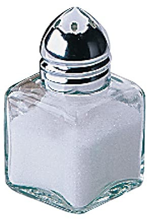 Olympia Mini salière ou poivrière room service (lot de 12), transparent, verre avec dessus chromés, petite taille : 50 (H) x 30 (L) x 30 (P) mm, salières et poivrières pour service en chambre, CE328