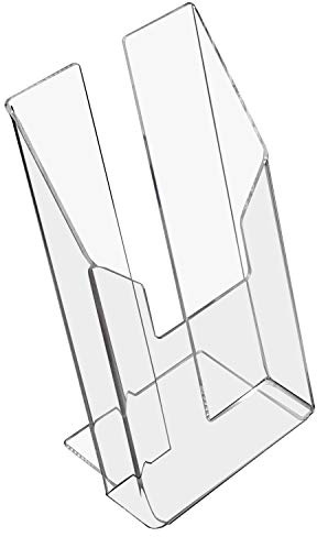HMF 46960 Soporte para Folletos de Acrílico | DIN A6 Vertical | 11 x 19,5 x 9 cm | Transparente