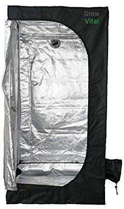 GrowVital® Lisbon Growzelt 80x80x180cm, Grow Box für Homegrow, Indoor Anbauzelt, Grow Tent mit Lichtdicht, Gewächshaus, schwarz, Pflanzzelt