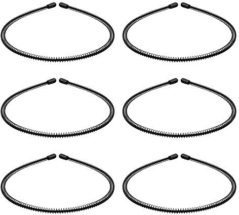 Serre-Tête Homme Élastique 6 Pcs Serre-Tête en Métal Unisexe Bandeaux Cheveux Ondulés pour Homme Sport Extérieur Yoga